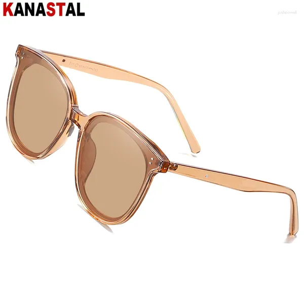 Sonnenbrille Frauen Männer UV400 Polarisierte Sonnenbrille PC Round Brillen Rahmen Rahmen Rahmen Strandparty Reise Anti Blendung Schatten Eimer