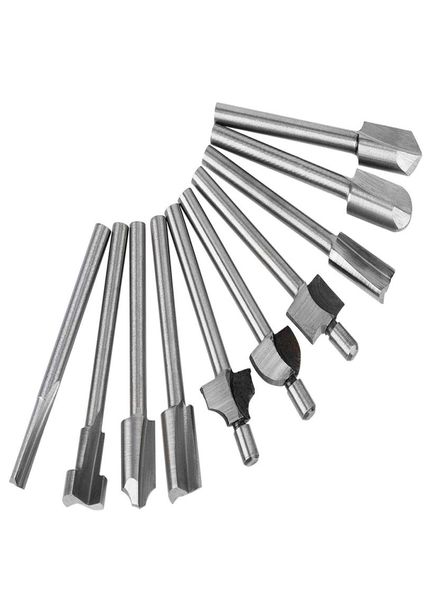 10pcslot 18 Mini Shank HSS Bits de roteador de carpintaria Fit Dremel Rotary Tools Bitter de roteador de madeira Cutter4237150