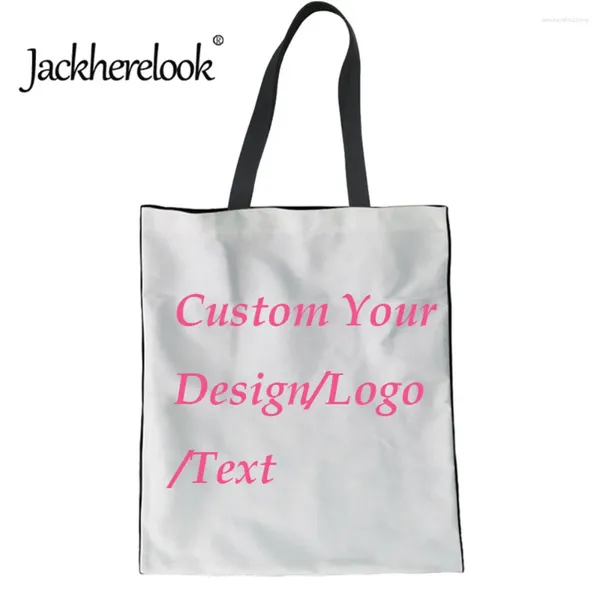 BAG Jackherelook Drops Ship personalizzato il tuo design // testo femmina di tela casual tela borse di moda shopping riutilizzabile per donne