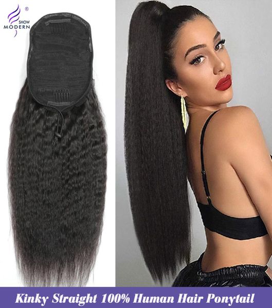 Extensões de rabo de cavalo de cordão curto Remy 1028 polegadas de comprimento no cabelo Brasileiro Brasileiro Extensão de Cabelo Humano Onda6002413