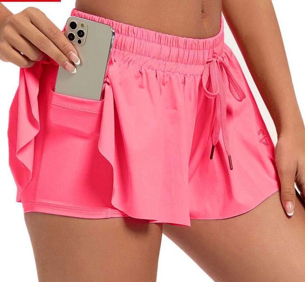 Outfit da yoga Womens High Waist Stretch Atletico Allenamento per il fitness attivo Shorts da pallavolo 2 in 1 in esecuzione a doppio strato Sports 5566ess