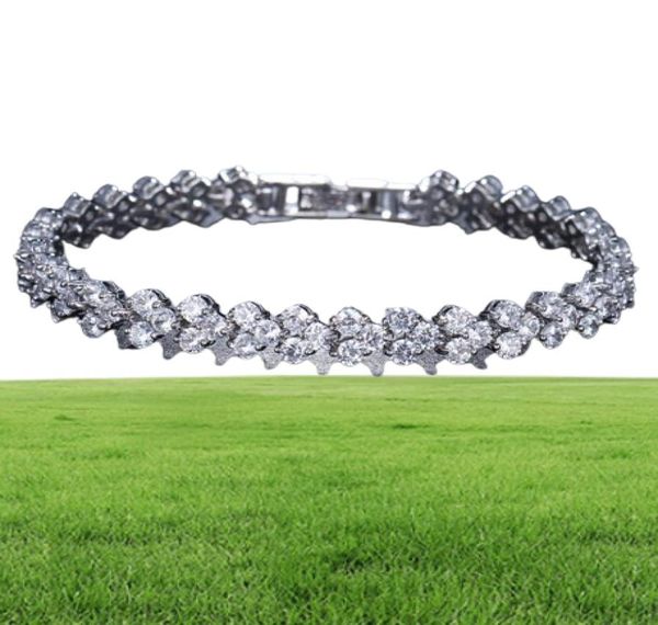 18K White Gold Plated Zirconia Tennis Bracelet Diamond Manth Chain For Men Women Heart Love Crystal Bracelets Bangle Lover Gift Val1033698