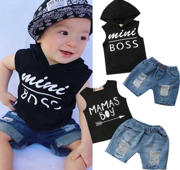 2pcs Toddler Çocuk Bebek Erkek Giysileri Hoodies Tshirt Üst Kot Pantolon Pantolon Kardeş Kıyafetleri Set Baby039s Giyim X07199109447