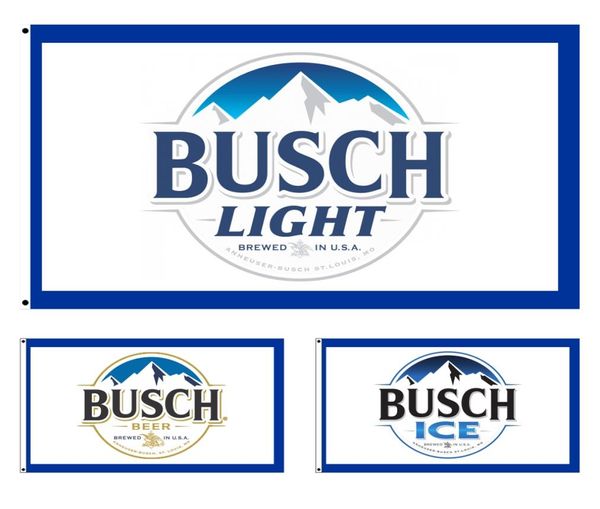 Impressão digital personalizada 3x5 pés 90x150cm Busch Ice Bud Bud Beer Bandeira para Man Cave Pub Bar Banner Decoração engraçada College Dorm B6121735