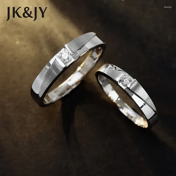 Ringos de cluster jkjy 18k ouro branco natural diamante casal anel de casamento brilhante banda eterna jóias finas personalizáveis