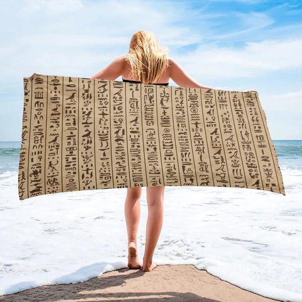 Toalha antiga do Egito Hieróglifos de estilo retro banheiros banheiros macios absorventes tecidos de tecido de tecla de praia
