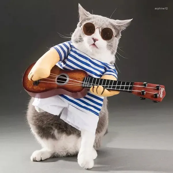 Dog Apparel Tikok Roupas de animais de estimação Tiktok O mesmo guitarrista engraçado de gato troca de terno de verão Thinx.