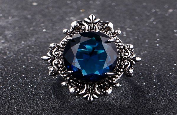 Big Peacock Blue Sapphire Ringe für Frauen Männer Vintage Real Silver 925 Schmuckring Jubiläum Party Geschenke8203393