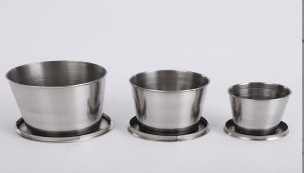 3 taglie da campeggio esterno in acciaio inossidabile viaggio portatile pieghevole pieghevole tazza pieghevole da 75 ml tazza pieghevole con tazza escursionistica con k3423592