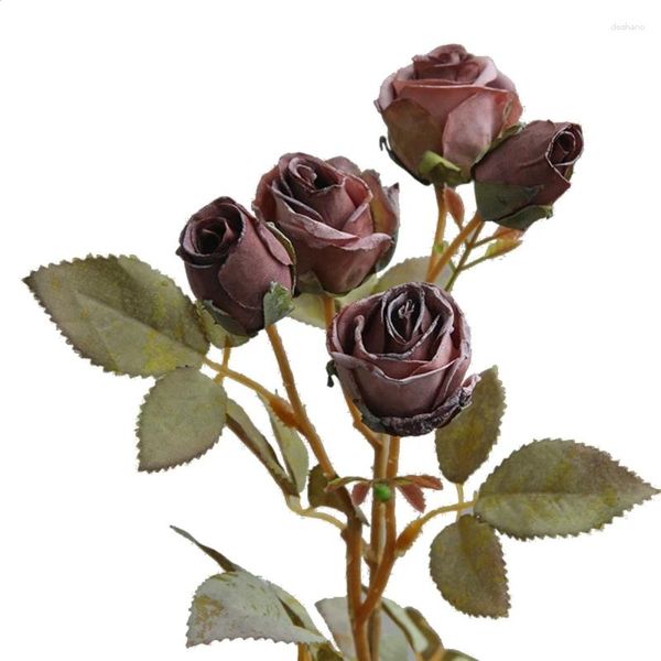 Dekorative Blumen künstliche Rosenblume Langer Stiel gefälschte Seidenrosen Single Faux Vase Dekoration für Home Wedding Party l9be