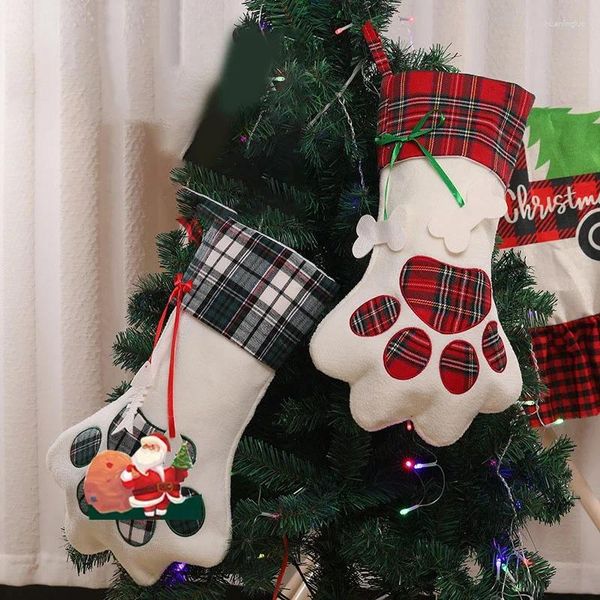 Decorações de Natal meias animais de estimação-lareira pendurada para animais de estimação e decoração de Natal