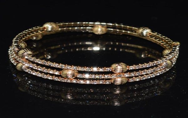 Bangle Moda requintada Mulheres039s pulseira de shinestone Bracelet multicamada BUFF Silver Color Crystal Holiday Jewelry Gift7192194