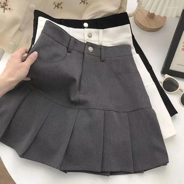 Röcke Y2K High Taille Faltenrock Frauen College-Stil Uniformen Sicherheit Pant Mini weibliche koreanische Straße Slim A-Line Faldas 2024