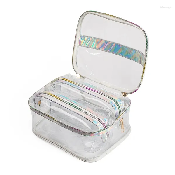 Kosmetiktaschen Damen große Kapazität Transparent wasserdichtes Beutel Wäsche Toiletten Organizer PVC Travel Make -up Aufbewahrung für weiblich