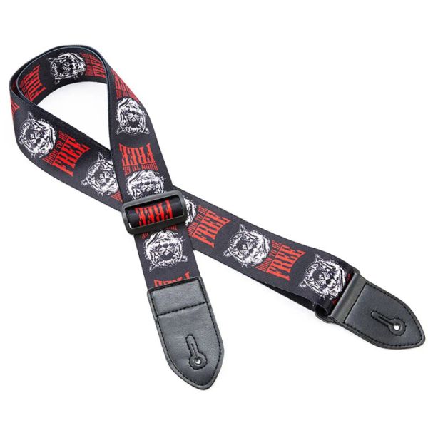 Cabide 137 cm de comprimento 5 cm de largura tigre estampado guitarra bass strap polyester w/ cabeça de couro