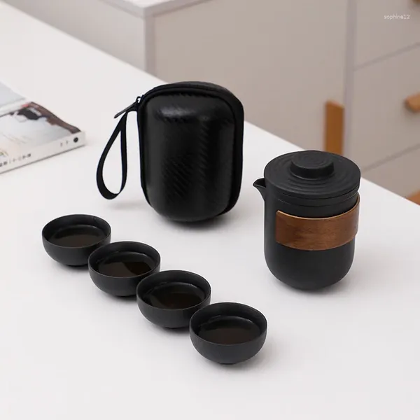 Tee -Sets 2024 Marke Black Crockery Keramic Teapot Gaiwan Tea Tassen Teaset tragbare Reise -Set -Getränkeware