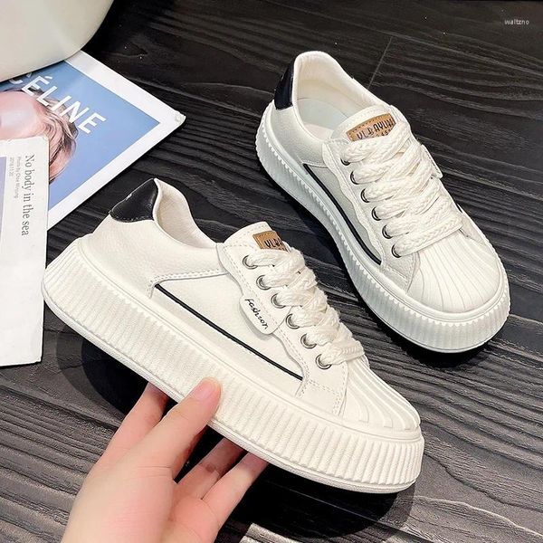 Scarpe casual Comemore in pelle Donne bianche dal fondo spesse 2024 Sneaker eleganti per scarpe sportive autunnali primaverili