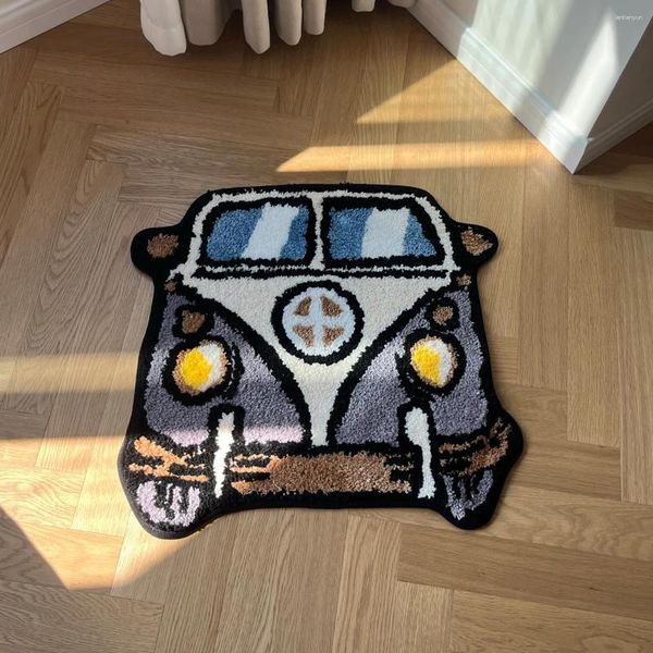 Tappeti lakea cartone animato autobus trapuntato tappeti fatti a mano moquette decorazioni kawaii piccolo per ago per punzonatura camera da letto