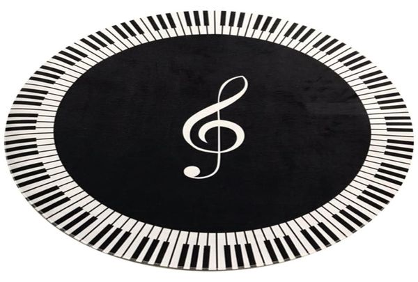 Teppich Teppichmusik Symbol Klavier Key Black White Runde nicht übersiedlung Home Schlafzimmer Mattenboden Dekoration4188360