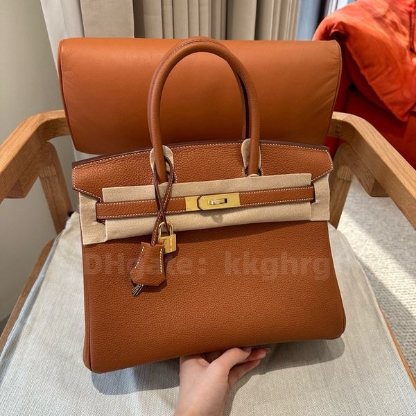 Beliebtes 2024 Top-Frauen-Designer Togo Ledertasche 25-35 cm Handtasche Brieftasche Schulter Schrägboter Cowhide Mode hochwertige goldene braune Handtasche Umhängetasche