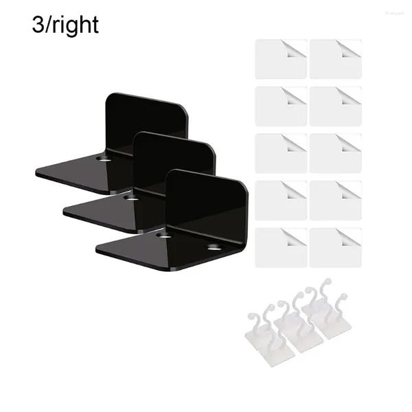 Placas decorativas 3pcs acrílico fácil instalação prateleiras de parede estilos e elegante e multifuncional solução de armazenamento preto