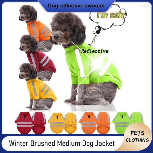 Köpek giyim evcil hayvan giysileri sevimli sıcak katlar yansıtıcı kazak koruyucusu geri çekiş kıyafeti bahar kış görünürlük güvenlik ceketi