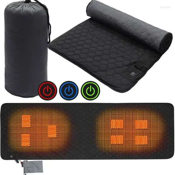 Tapetes 198 62mm Aquecimento USB Sleeping Mat 7 Zonas temperatura ajustável Pad aquecida elétrica para barraca de acampamento ao ar livre