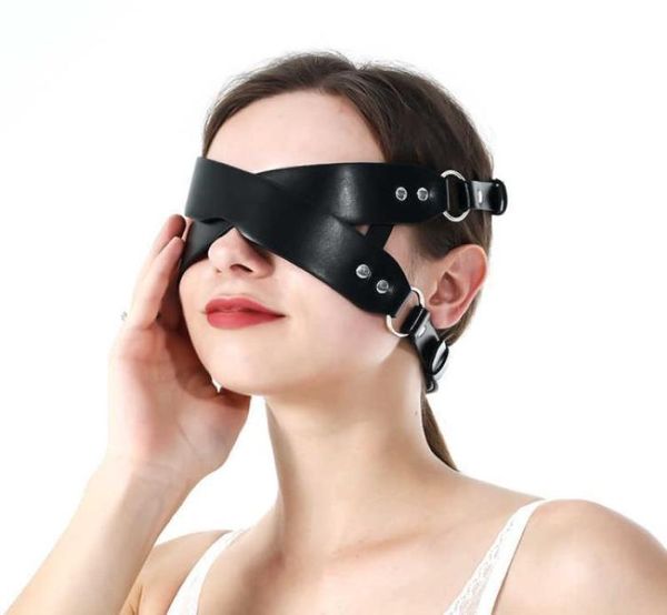 Máscara de cinto de couro da moda BDSM Cosplay Sexy Poppit Game Erotic Blindfold Masqueada Erotic Halloween Carnival Máscaras de festa Q08063911319