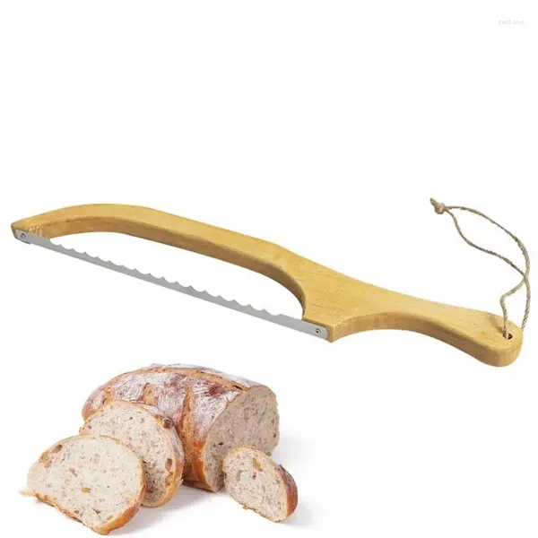 Strumenti da forno pane a filo panoramica in legno con cutter di violino seghettato per cucinare cucina cucina utensile da cucina