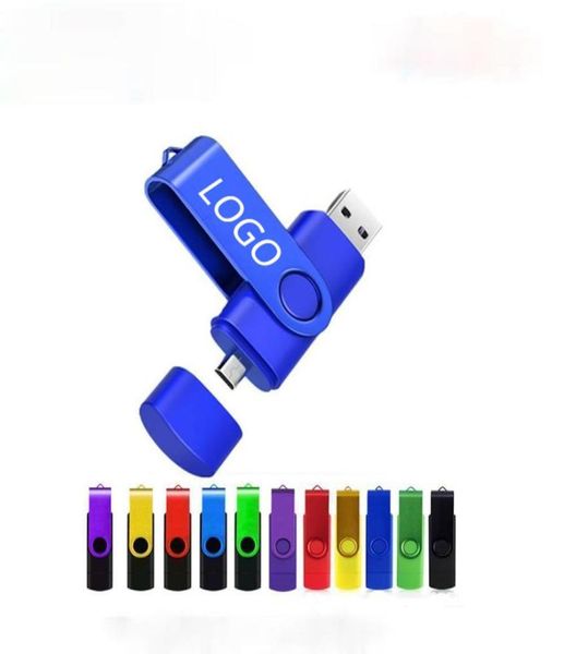 Customização OTG 2 em 1 caneta acionamento 128 GB USB 20 Memória Stick 64 GB Pendrive 32 GB Micro USB Flash Pen 16GB CLE USB Key Flash D3526907