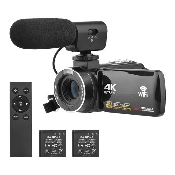 Câmera de vídeo digital 4K gravador de câmera de câmera DV Wi -Fi 56MP 18x zoom de 30 polegadas IPS ANTISHAKE DE ANTISHAKE IR Visão noturna 240407