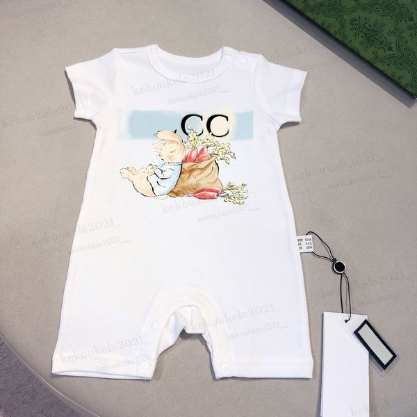 2024 Neues Sommerbaby Strampler Kind süße Cartoon gedruckt weiche Baumwolle Neugeborene Mädchen Kurzarm Jumpsuit Kinder Kinderkleidung Kleidung