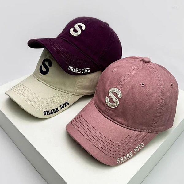 Caps de bola homens homens homens coreanos casuais bordados cartas s chapéus de beisebol de beisebol respirável colada versátil snapback de moda estudante