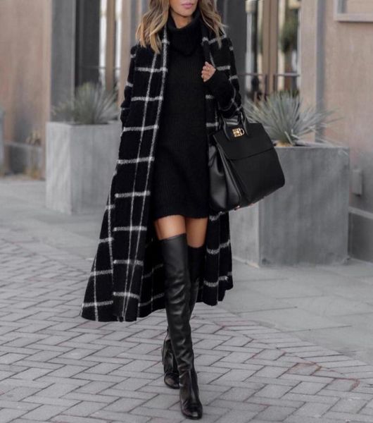 Trench lunghi plori con cappuccio grigio nero grigio vintage Women Women Chic High Street Belted Windy Lady Lady Wool Coat inverno 20209145175