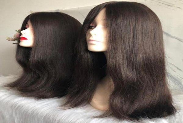 Кошерные парики 12а класс коричневый цвет 2 Лучшие европейские виртуальные человеческие волосы шелковистые прямые невидимые узлы 4x4 шелковые топ -базы еврейский Wig8264956