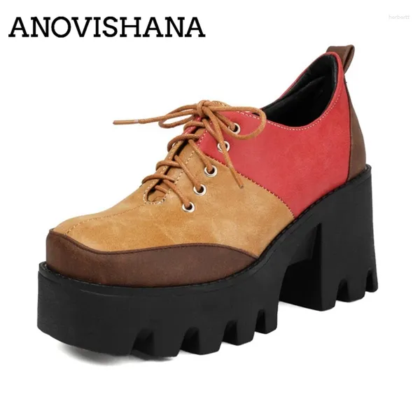Обувь обувь Anovishana Women Pulcs 4 см высокой платформы 8 см каблуки на каблуке с искусственной кожа