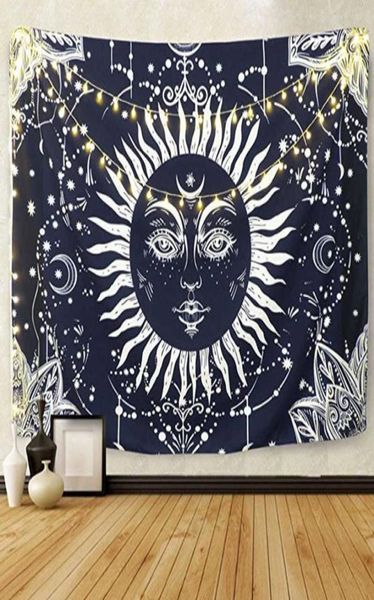 Bianco Black Sun Moon Mandala Tapestry Wall Appeding Wall Aberstry Hippie Muro Tapets Decor Dorm Decor Aberstry Psychedelic T2006282582680