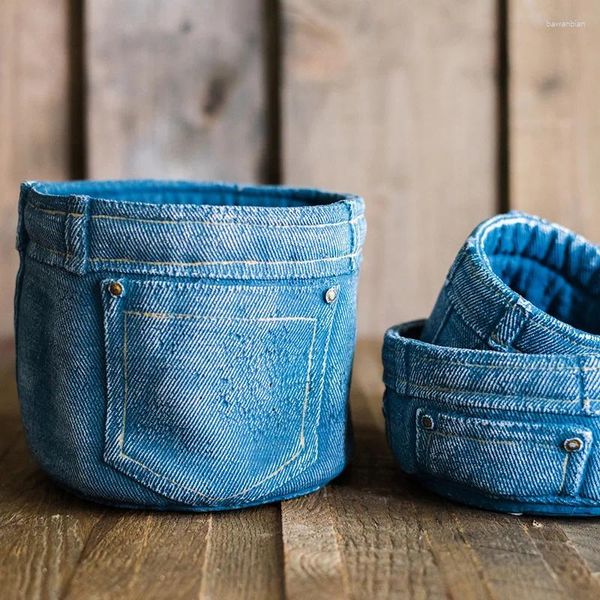 Вазы джинсы карманное цветочное устройство маленькая горшка творческая индивидуальность индивидуальных настольных украшений бонсай милый