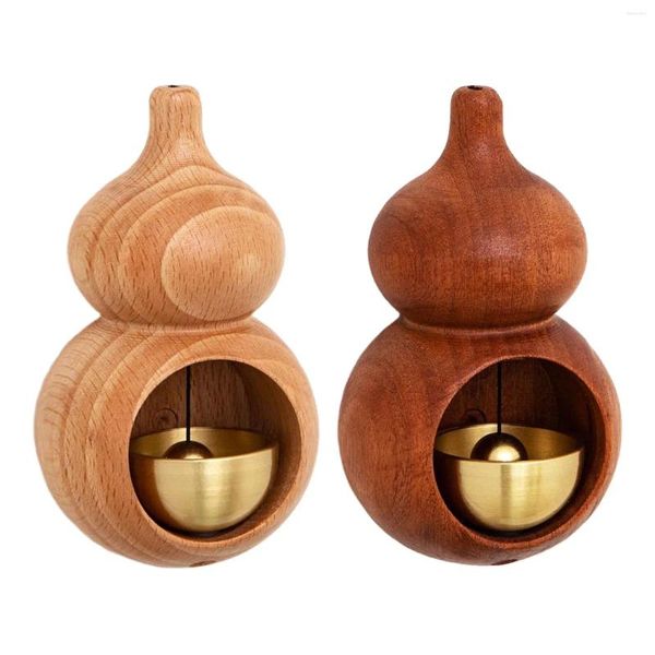 Estatuetas decorativas lojistas Bell Lucky Gourd Wood Ornament Gate Chime Portbells para loja de café da geladeira que entra na decoração