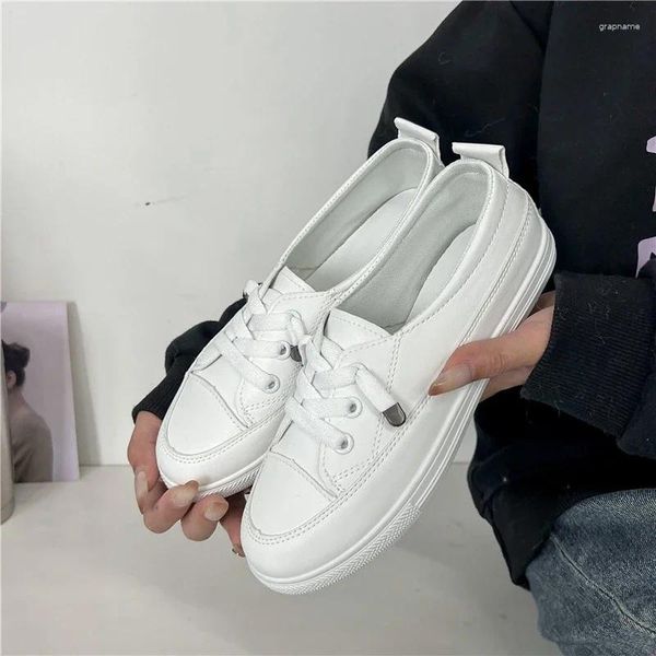 Scarpe casual sneakers a bassa piattaforma femmina femmina puttana da passeggiata in pelle da donna in pelle slittamento bianco su vulcanizzazione