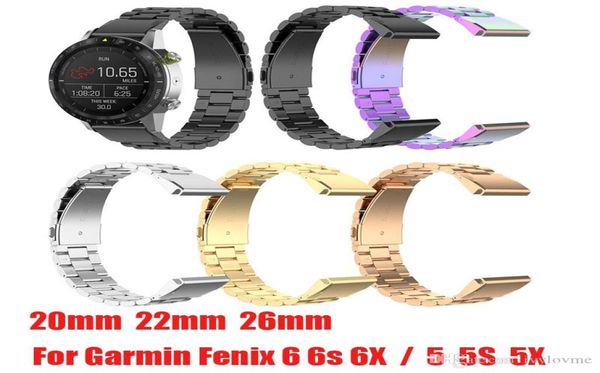 Alta qualidade 202226mm Strape em aço inoxidável para Garmin Fenix 6x 6 5 5x Plus Quickfit Install Metal Watch Bands Fashion Watch STR7555964