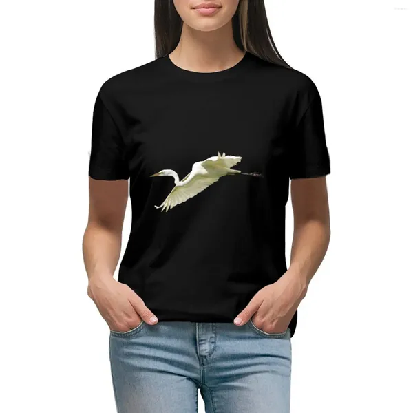 Polos da donna Great White Egret in Flight T-shirt Bloughe Hippie Clothes Tees Abbigliamento estivo