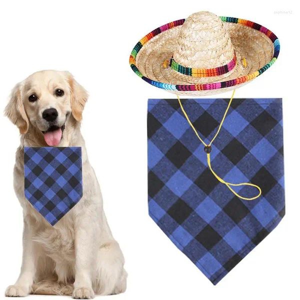 Собачья одежда Pet bib plead bandana bibs sacks с соломенной шляпой слюни для полотенец треугольник не выцветающий мягкий стильный набор для собак