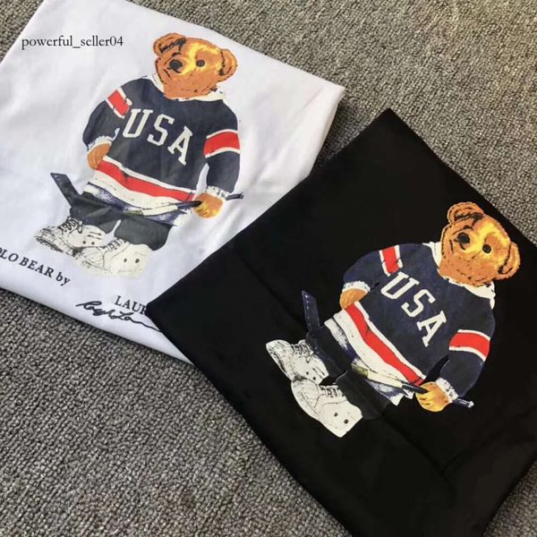 Designer de alta qualidade 100% algodão de manga curta casual solto engraçado camisetas frias com impressão de padrão de urso dos EUA 825