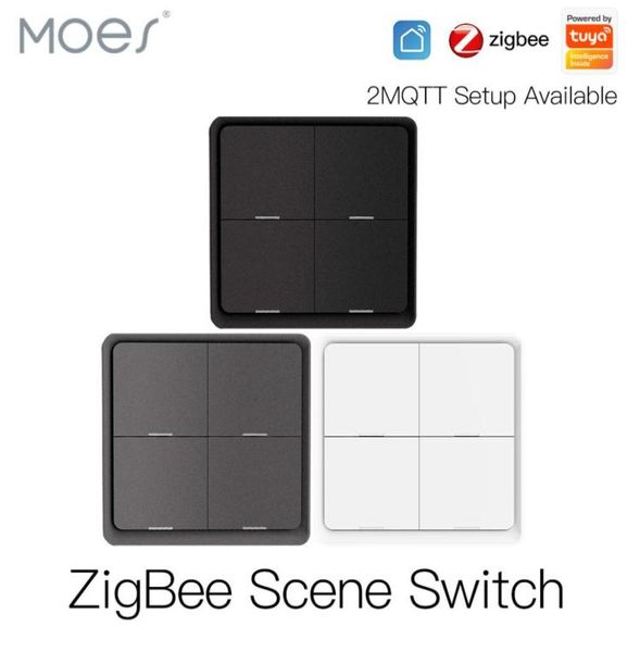 4 Gang Tuya Zigbee Wireless Control 12 Szenenschaltschaltschalter Druckknopf -Batterie -Batterie -Automatisierungsszenario für Tuya -Geräte2579583