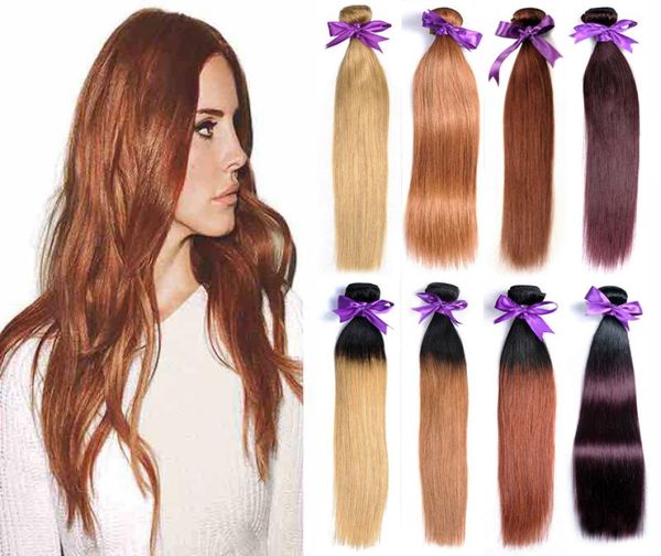 Straight Virgin Hair 3 Bündel ganze Anbieter Brasilianische menschliche Haarwebebündel Ombrepure Farbe Honig Blonde Medium Auburn DA9809772