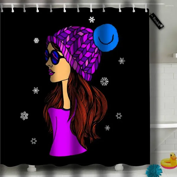Tende per doccia cappello disegno disegno disegno bellezza bella ragazza accessori per bagno femminile