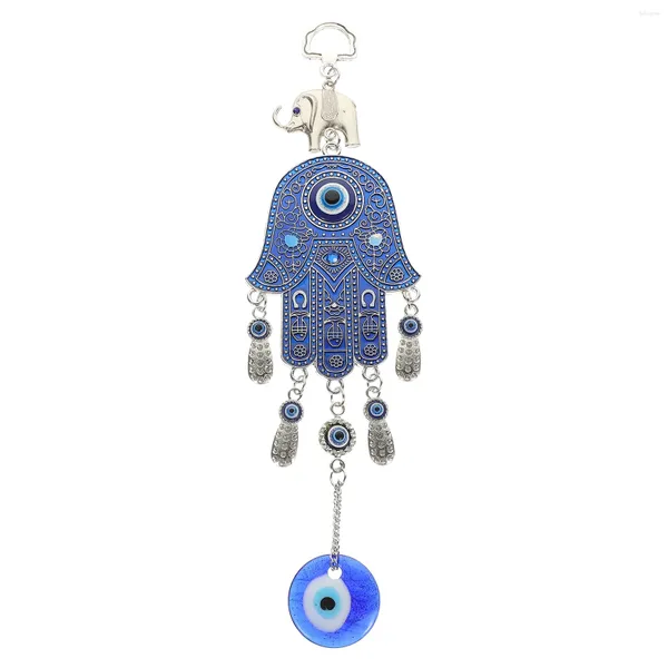 Figurine decorative Hamsa blu turca Mano di Madre Malia Ornale sospeso Ornamento Nazar Amulet Vista posteriore Specchio