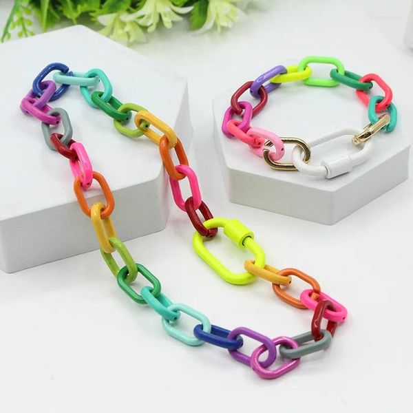 Bracelets de charme Europeias e americanas inserem a liga exagerada colorida colorida cor brasil -cadeia feminina colar de pulseira