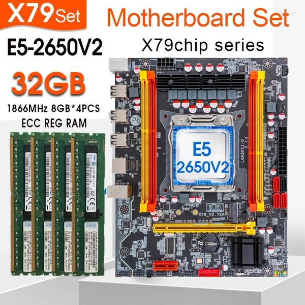 Materie x79-V2 kit LGA2011 con CPU E5 2650V2 e 4pcs DDR3 8GB ECC RAM Dual Channel Motherboard USB 2.0